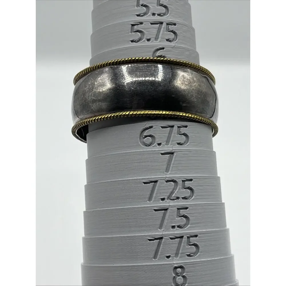 LATON MEXICO 925 Silver Vintage Two Tone Raised Braided Edge Cuff Bracelet